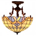 16 Inch Mediterranean Style Stained Glass Flush Mount