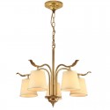 5 Light Retro Rustic Luxury Brass Chandelier with Fabric Shade