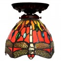 7 Inch Retro Dragonfly Stained Glass Flush Mount