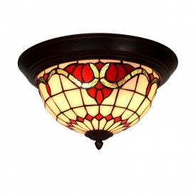 10 Inch Stained Glass Flush Mount