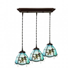 Mediterranean Style 3 Light Stained Glass Pendant Light