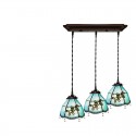 Mediterranean Style 3 Light Stained Glass Pendant Light