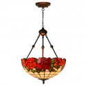 16 Inch Rose Stained Glass Pendant Light