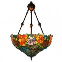 17 Inch Butterfly Rose Stained Glass Pendant Light