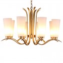 8 Light Retro Rustic Luxury Brass Chandelier with Glass Shade