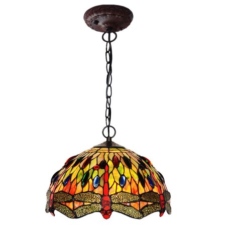 12 Inch Dragonfly Stained Glass Pendant Light