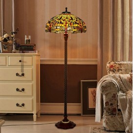 20 Inch Dragonfly Stained Glass Floor Lamp