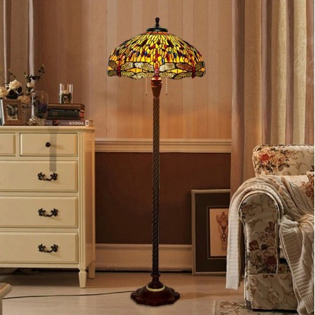 20 Inch Dragonfly Stained Glass Floor Lamp