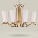 8 Light Retro Rustic Luxury Brass Chandelier with Glass Shade