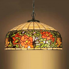20 Inch Rose Stained Glass Pendant Light