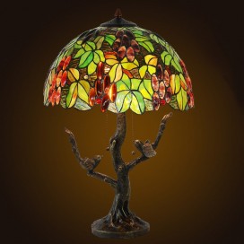 16 Inch Grape Stained Glass Table Lamp