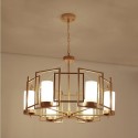 6 Light Brass Pendant Light with Glass Shade