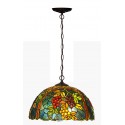 17 Inch Retro Grape Stained Glass Pendant Light