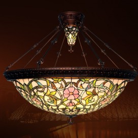 43 Inch Rural Stained Glass Pendant Light