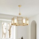 6 Light Brass Pendant Light with Glass Shade