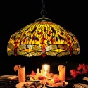 20 Inch Dragonfly Stained Glass Pendant Light