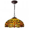 20 Inch Dragonfly Stained Glass Pendant Light