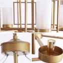 6 Light Brass Pendant Light with Glass Shade