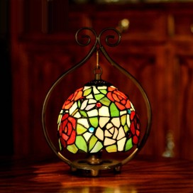 7 Inch Rose Stained Glass Table Lamp