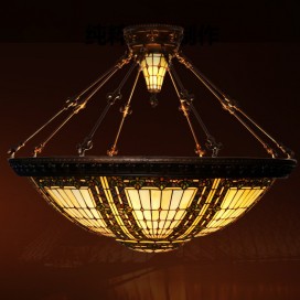 43 Inch Baroque Stained Glass Pendant Light