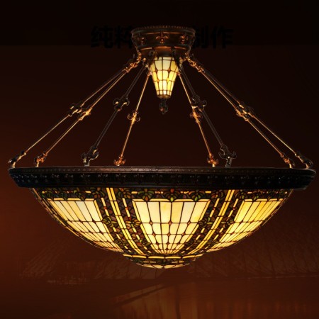 43 Inch Baroque Stained Glass Pendant Light