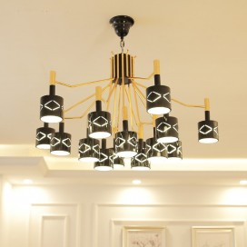 15 Light Modern / Contemporary Steel Chandelier with Steel Shade