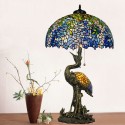 20 Inch Blue Wisteria Stained Glass Table Lamp