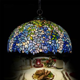 20 Inch Wisteria Stained Glass Pendant Light