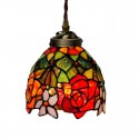 7 Inch Rose Stained Glass Pendant Light