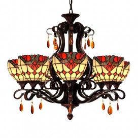 Chandelier Baroque 6 Light Stained Glass Chandelier