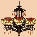 Chandelier Baroque 6 Light Stained Glass Chandelier