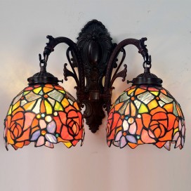Rose Red Stained Glass Wall light