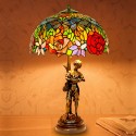 16 Inch Rose Brass Stained Glass Table Lamp