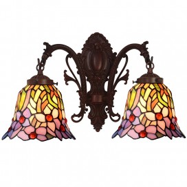 2 Light Face Down Stained Glass Wall light