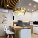 16 Light Modern / Contemporary Steel Pendant Light with Crystal Shade