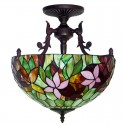 16 Inch Rustic Rural Stained Glass Pendant Light
