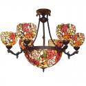 7 Light Rustic Rural Chandelier Stained Glass Chandelier