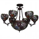 7 Light Rustic Rural Chandelier Stained Glass Chandelier