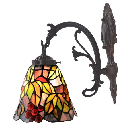 6 Inch Rural Retro Grape 1 Light Face Down Stained Glass Wall light
