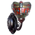 6 Inch Retro Red Dragonfly 1 Light Stained Glass Wall light