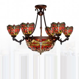 7 Light Rustic Retro Stained Glass Chandelier