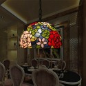12 Inch European Stained Glass Rose Style Pendant Light