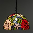 12 Inch European Stained Glass Rose Style Pendant Light