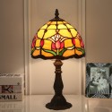 8 Inch European Stained Glass Tulip Style Table Lamp