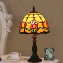 8 Inch European Stained Glass Tulip Style Table Lamp