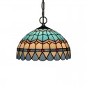 12 Inch Mediterranean Stained Glass Mediterranean Style Pendant Light