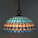 12 Inch Mediterranean Stained Glass Mediterranean Style Pendant Light