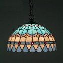 12 Inch Mediterranean Stained Glass Mediterranean Style Pendant Light