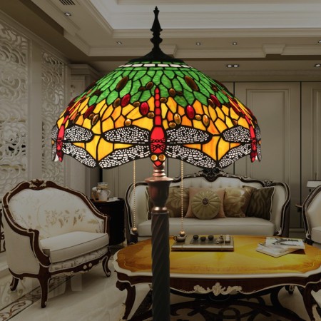 16 Inch European Retro Stained Glass Floor Lamp