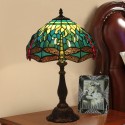 12 Inch European Stained Glass Dragonfly Style Table Lamp